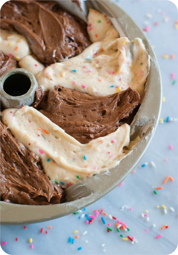 Marble Birthday Cake
 Chocolate and Sprinkle Marble Bundt Cake for Chuck s 100th