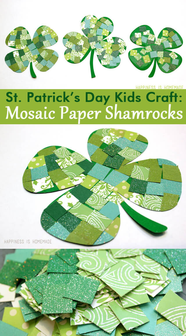 March Crafts For Adults
 St Patrick s Day Kids Craft Mosaic Paper Shamrocks