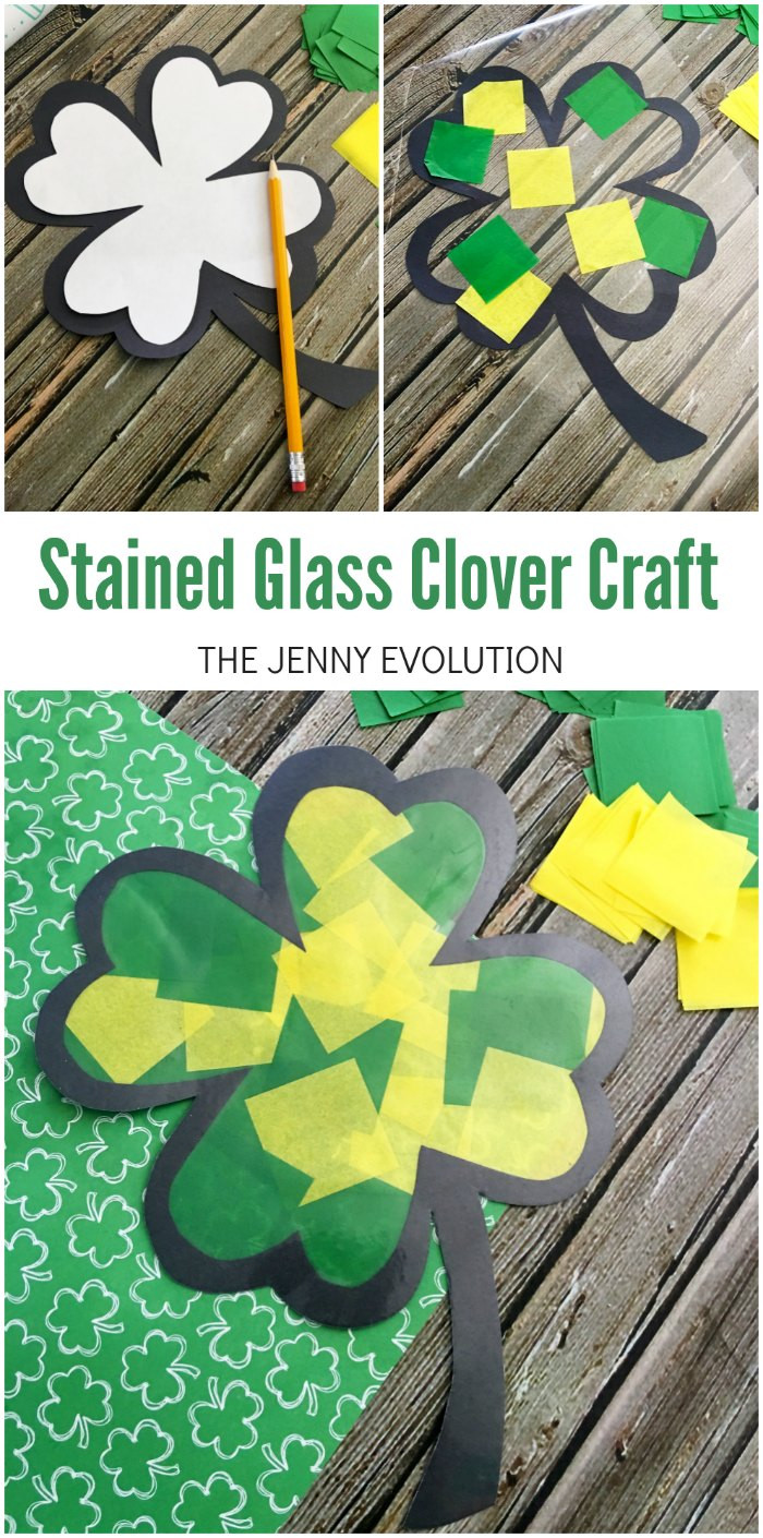 March Crafts For Adults
 Stained Glass Clover Craft for Kids