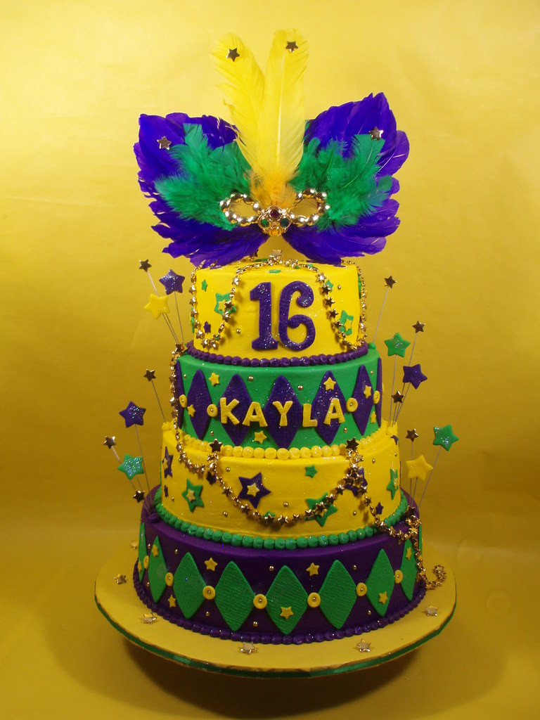 Mardi Gra Birthday Cake
 Mardi Gras Sweet 16 Cake