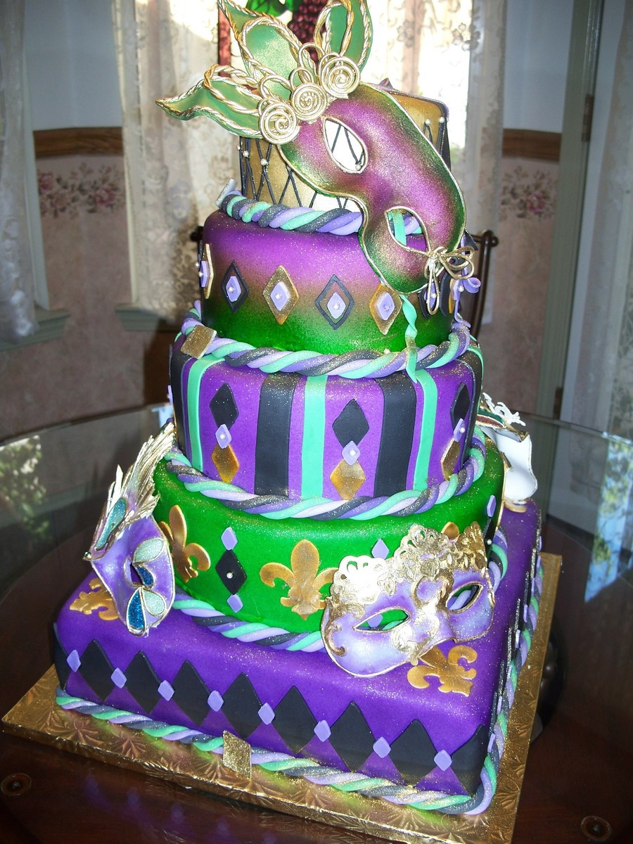 Mardi Gras Birthday Cakes
 15Th Birthday Mardi Gras Quinceanera Cake CakeCentral