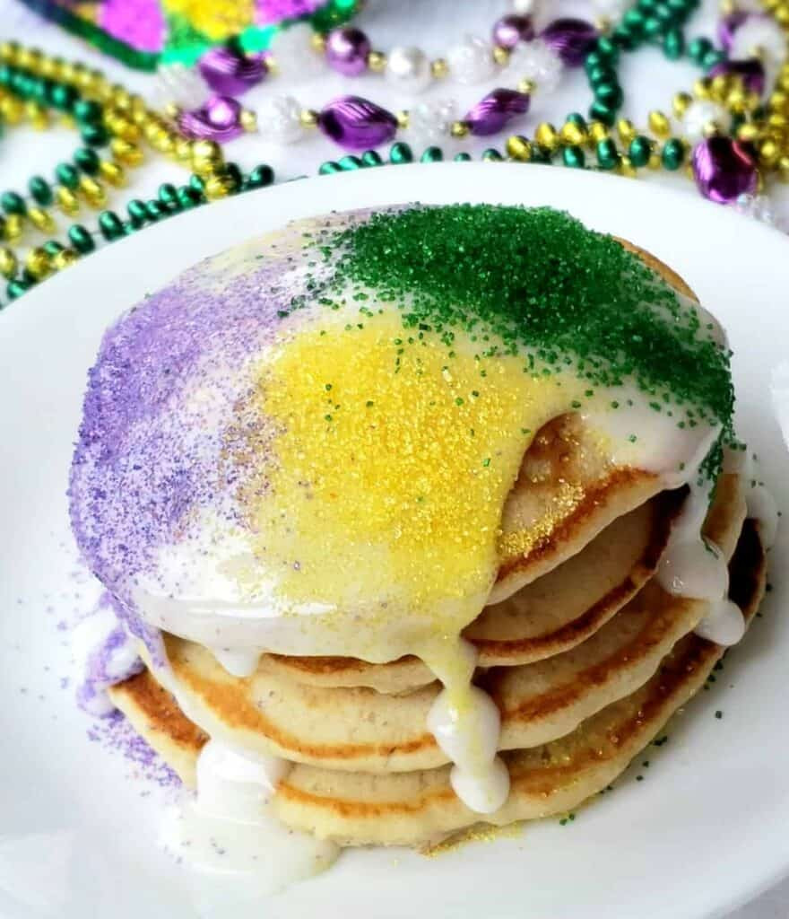 Mardi Gras Pancakes
 King Cake Pancakes for Mardi Gras and Fat Tuesday Grits