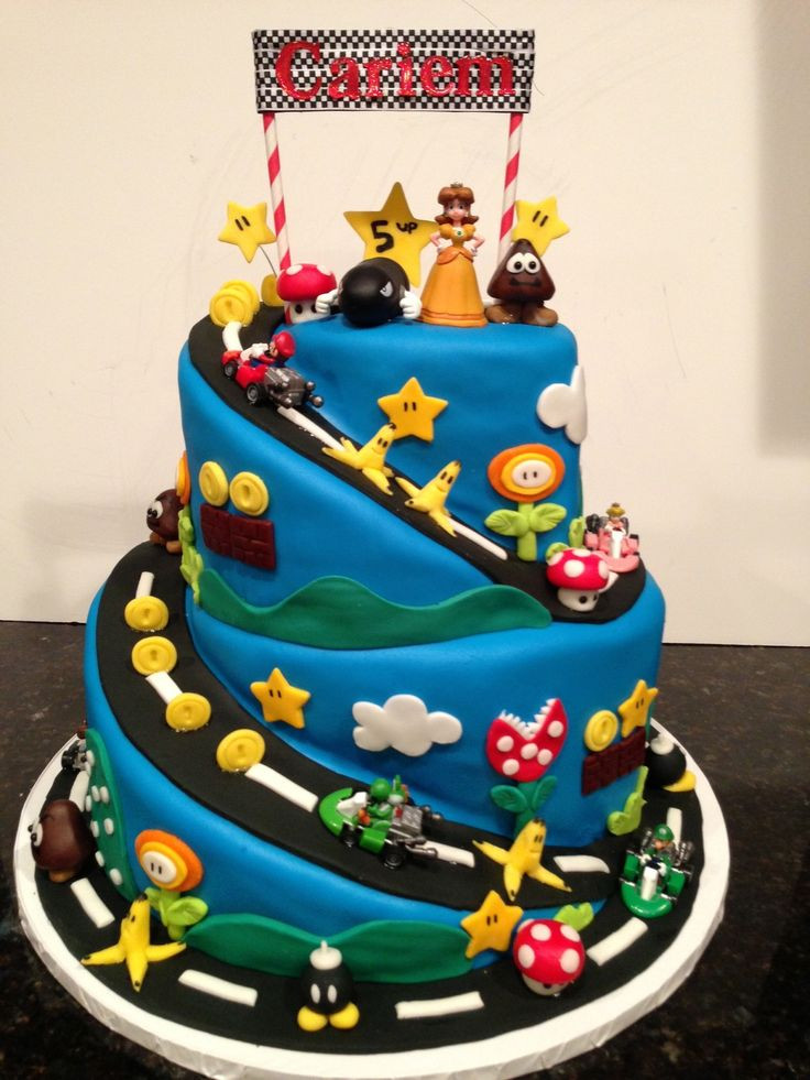 Mario Kart Birthday Cake
 Super Mario Brothers Mario Kart gluten free birthday