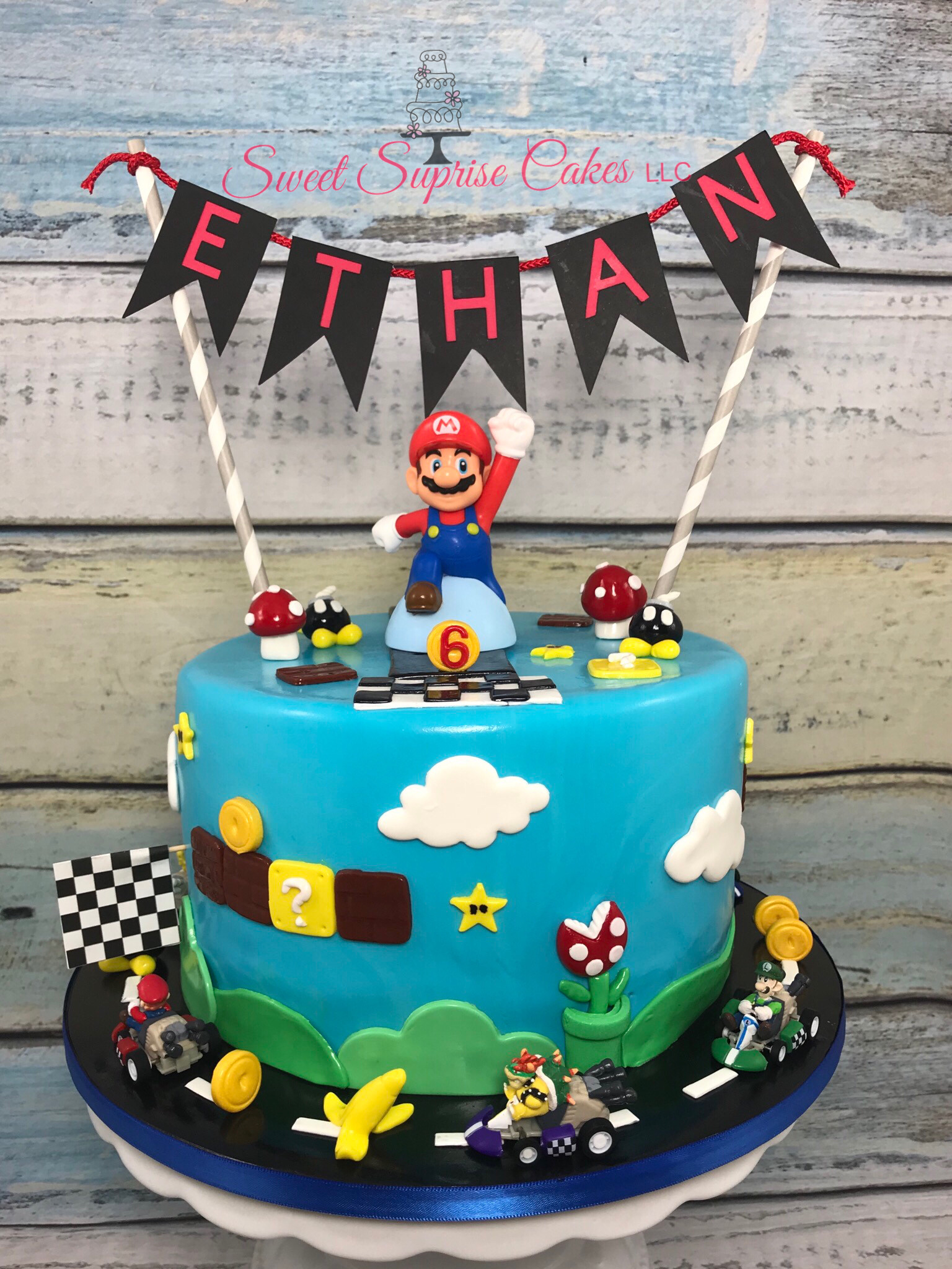 Mario Kart Birthday Cake
 Mario Kart 6th Birthday Cake Nintendo Super Mario mario