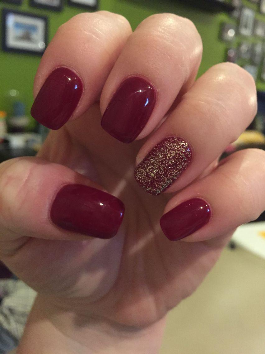 Maroon Glitter Nails
 Aggie nails Maroon with glitter accent nail shellac
