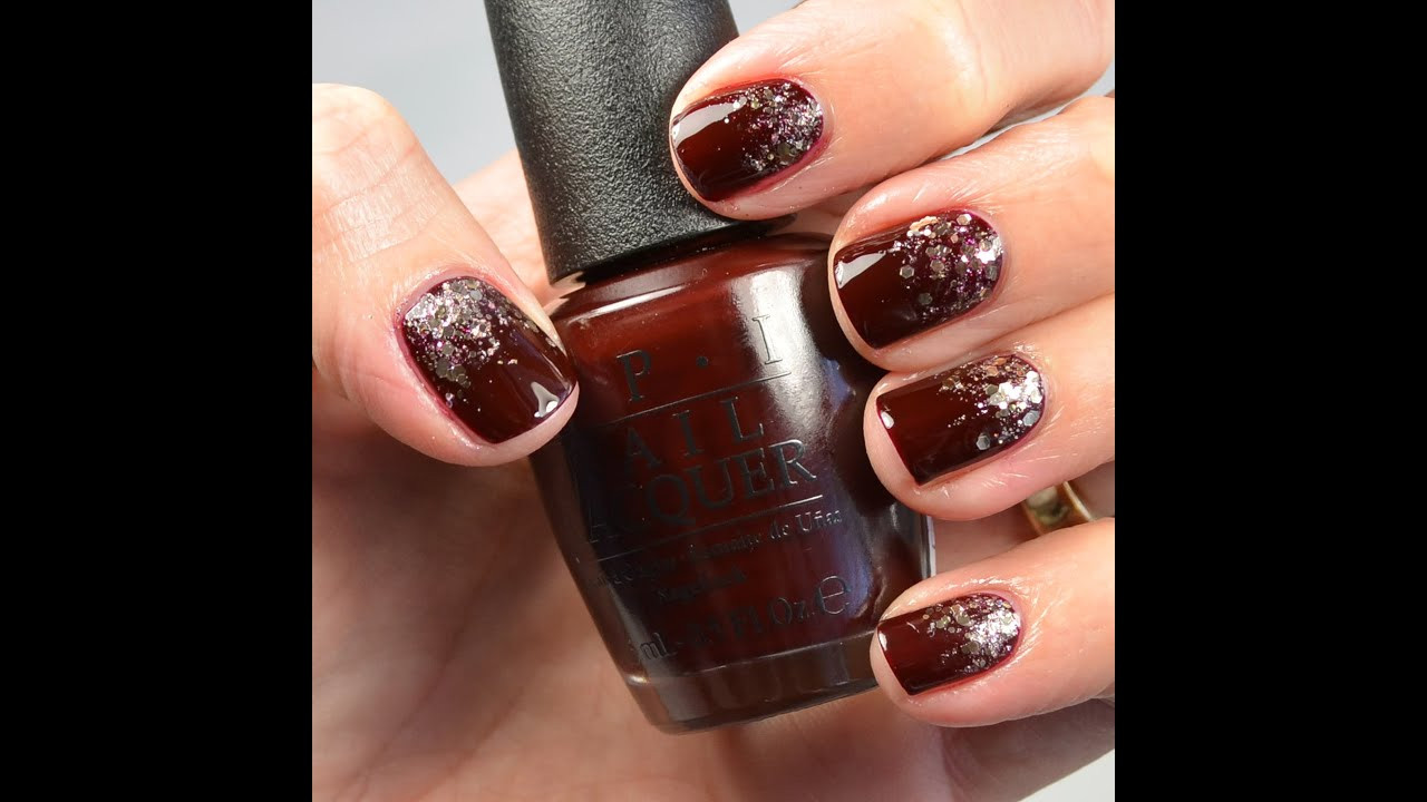 Maroon Glitter Nails
 Nail Tutorial Glitter Gra nt maroon and gold