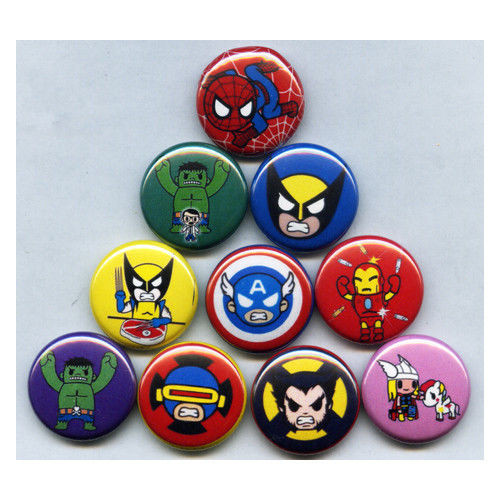 Marvel Pins
 MARVEL TOKIDOKI 1" PINS BUTTONS avengers frenzies toys