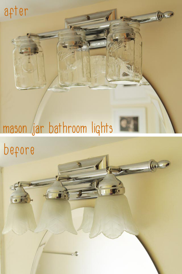 Mason Jar Bathroom Light Fixtures
 Black and White and Loved All Over Stuff I Made Mason