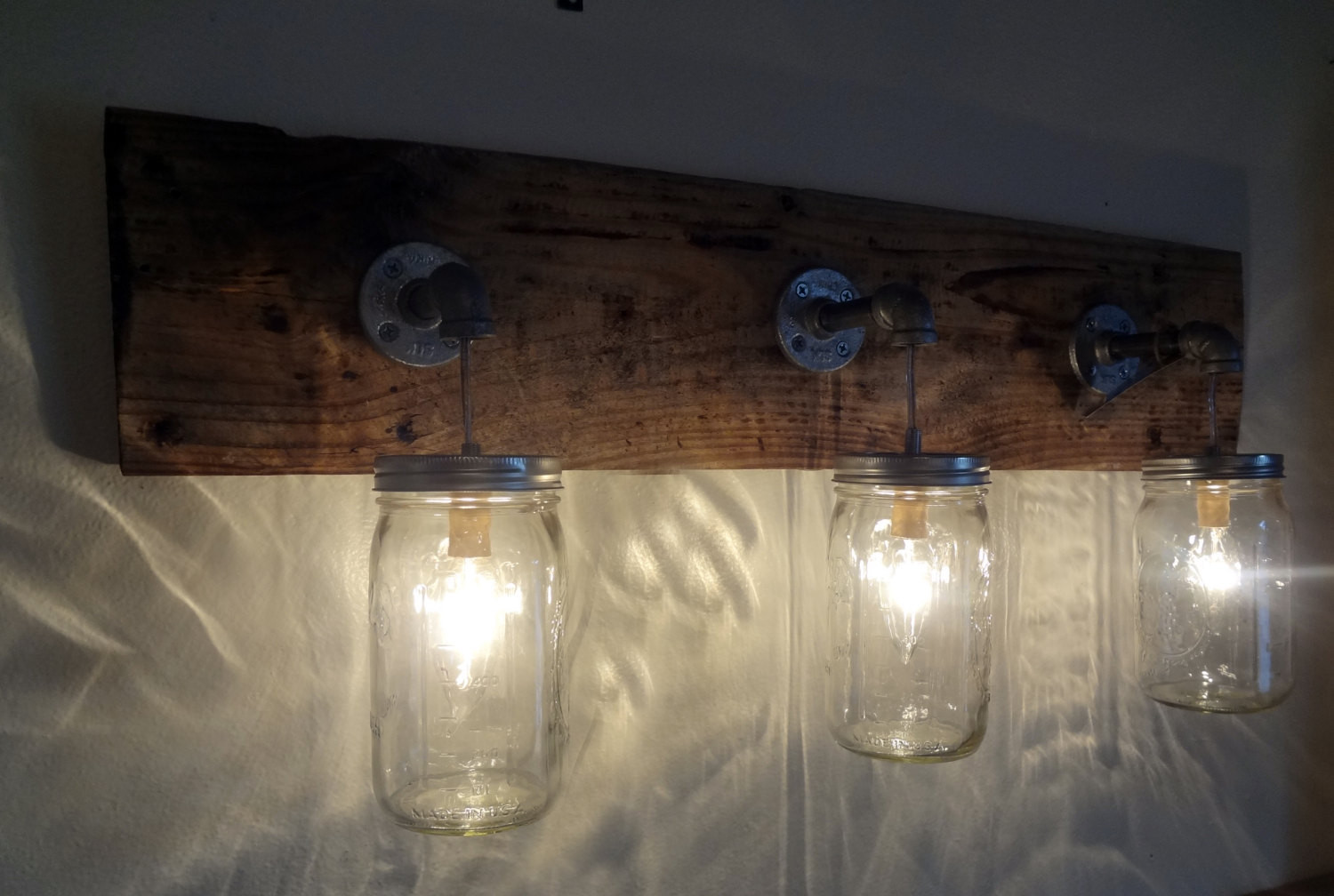 Mason Jar Bathroom Light Fixtures
 Mason Jar Hanging Light Fixture Rustic Reclaimed Barn Wood
