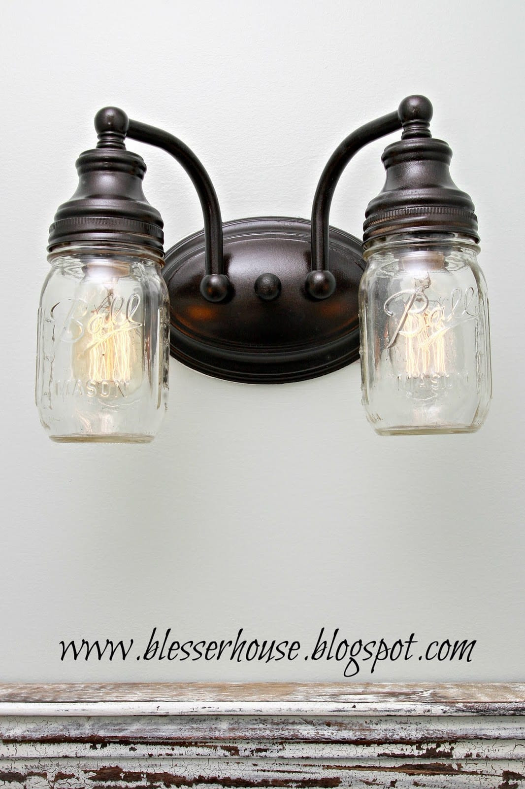 Mason Jar Bathroom Light Fixtures
 DIY Mason Jar Vanity Light Bless er House
