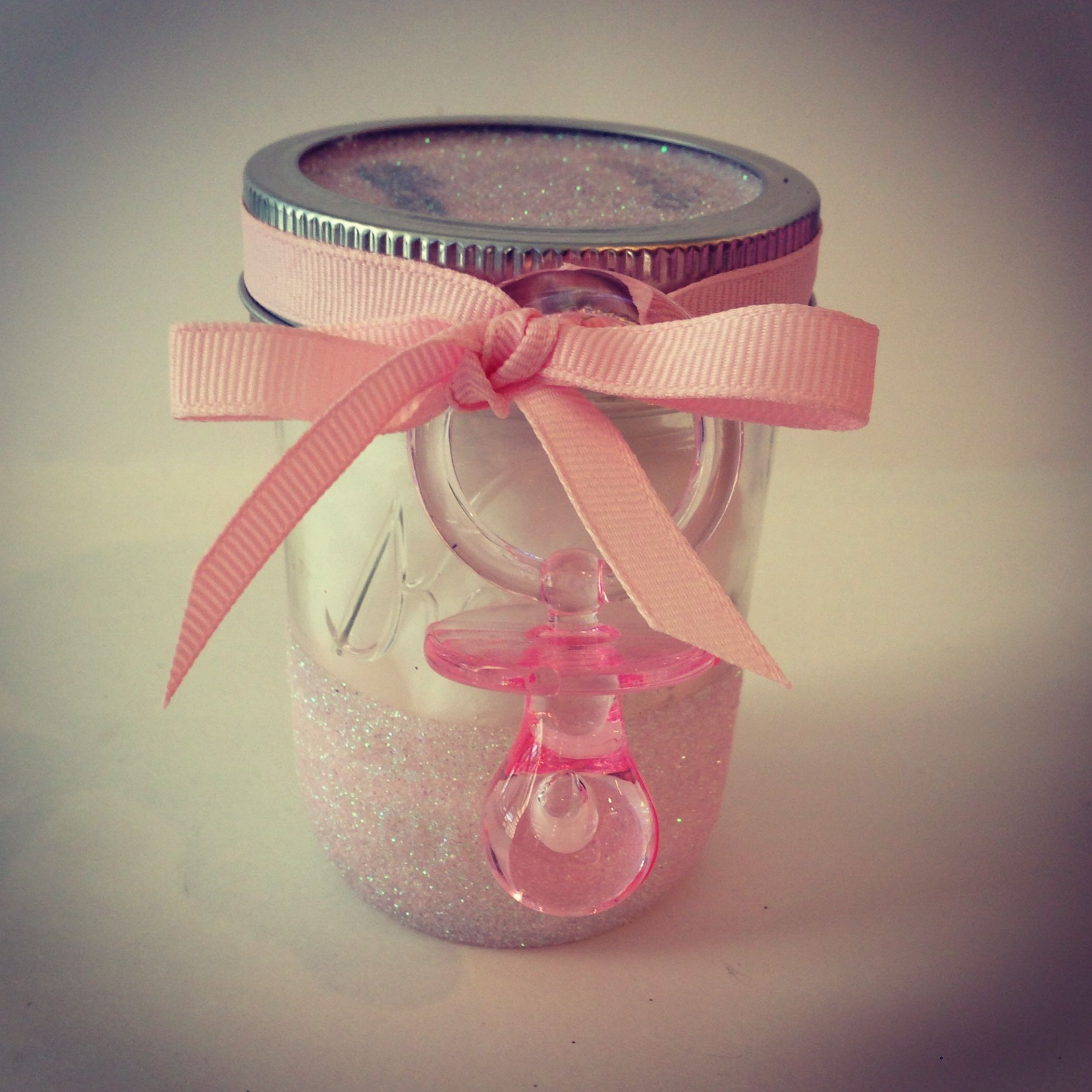 Mason Jar Gift Ideas For Baby Shower
 Pretty pink mason jar for a baby shower Favor or t