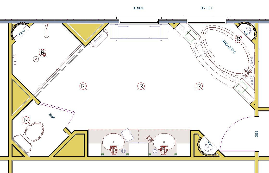 Master Bathroom Dimensions
 large space fer seating