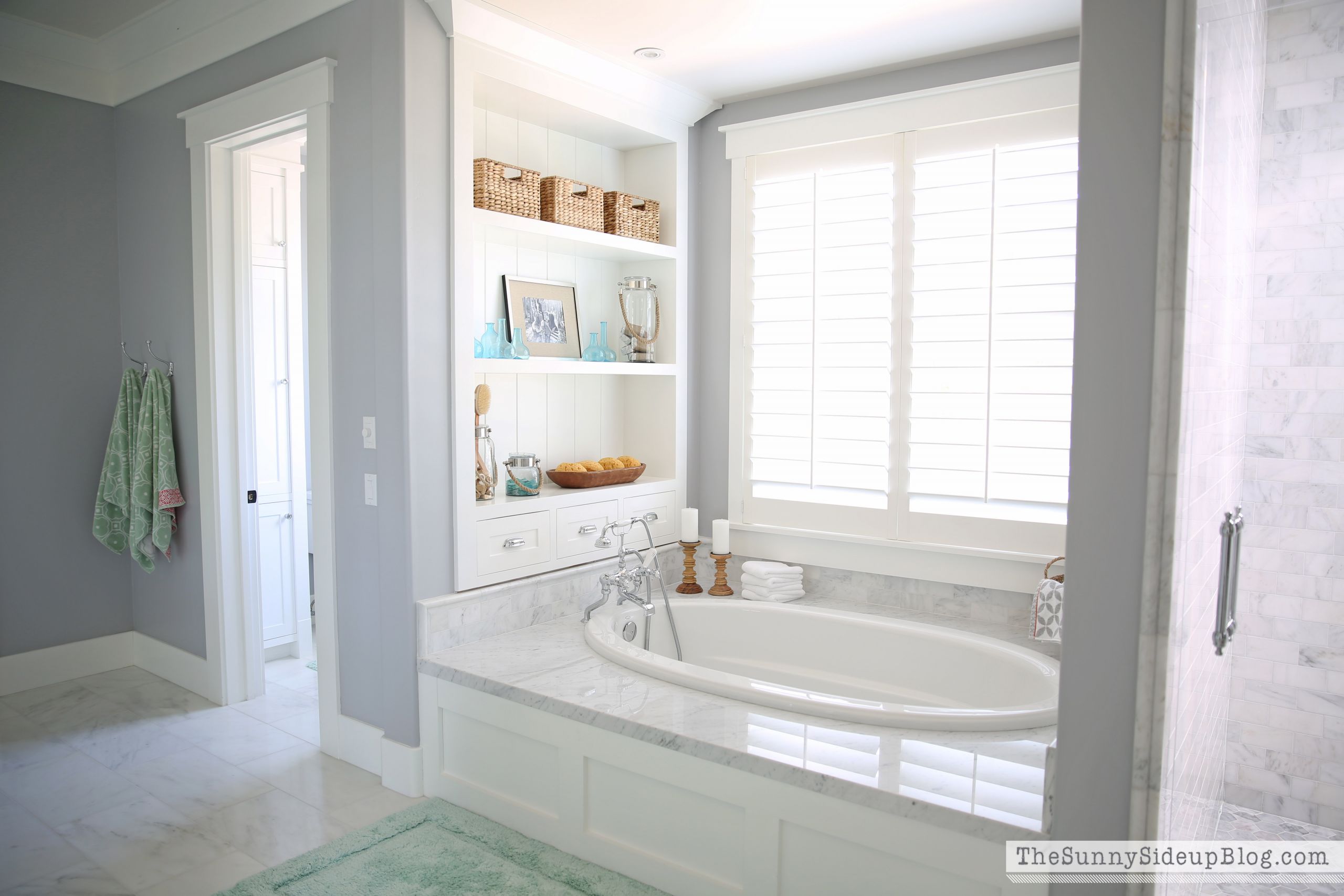 Master Bathroom Tub
 Master Bathroom Shelves Tub The Sunny Side Up Blog