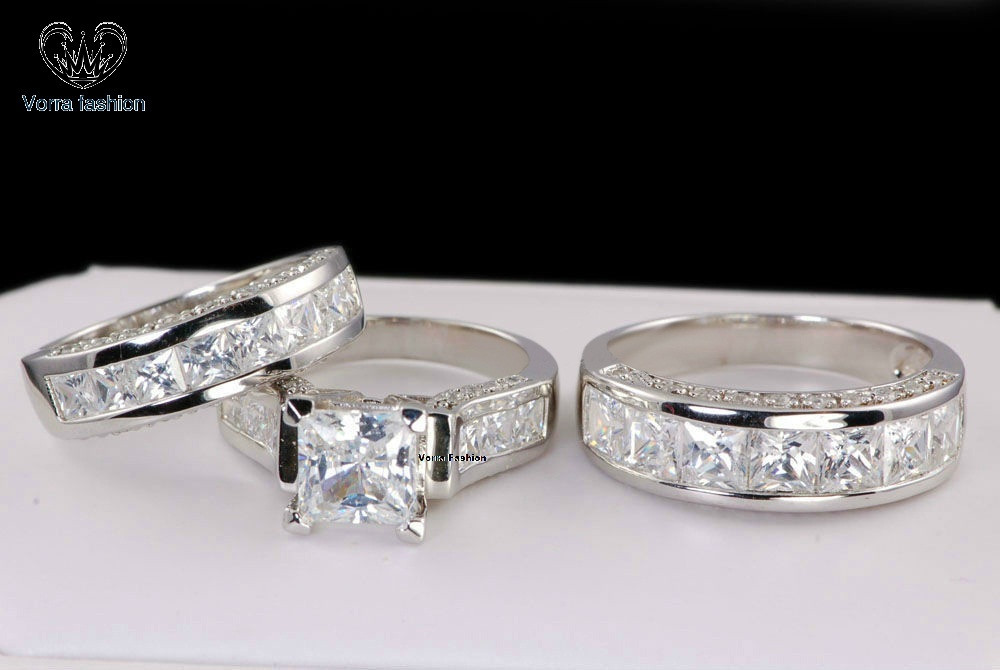Matching Wedding Band Sets For His And Her
 10K White Gold His and Her Diamond Engagement Bridal