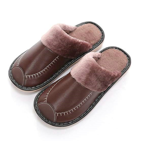 Mens Bedroom Shoes
 Leather Women Men Couples Home Slippers For Indoor House