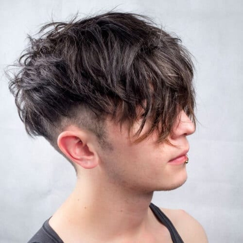 Mens Hairstyles Shaved Sides Long Fringe
 50 Point Fringe Hairstyle Ideas for Men Men