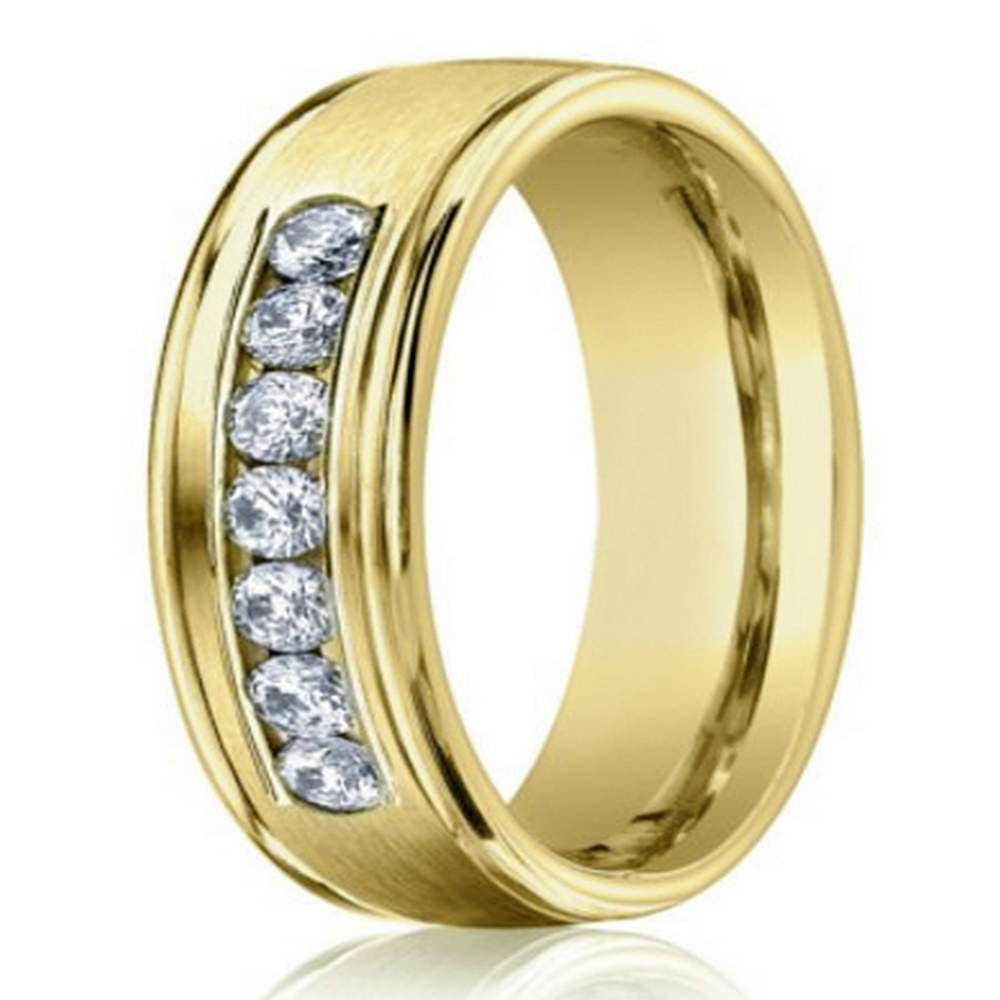 Mens Yellow Gold Diamond Rings
 6mm Men’s Diamond Wedding Ring in 14k Yellow Gold