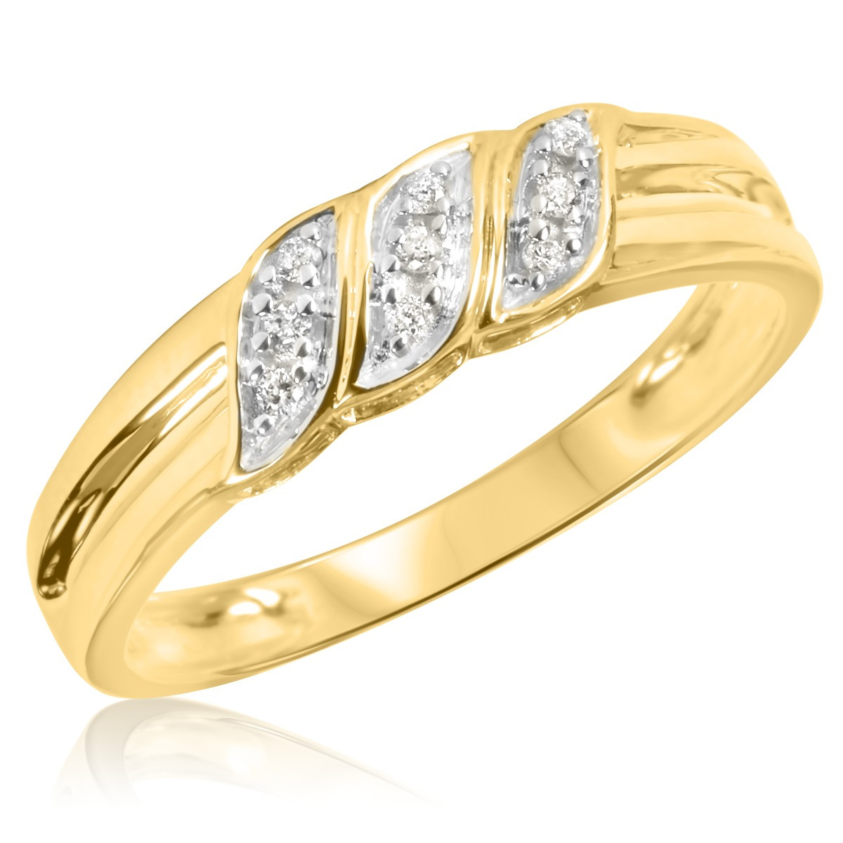 Mens Yellow Gold Diamond Rings
 1 10 Carat T W Diamond Men s Wedding Ring 10K Yellow Gold