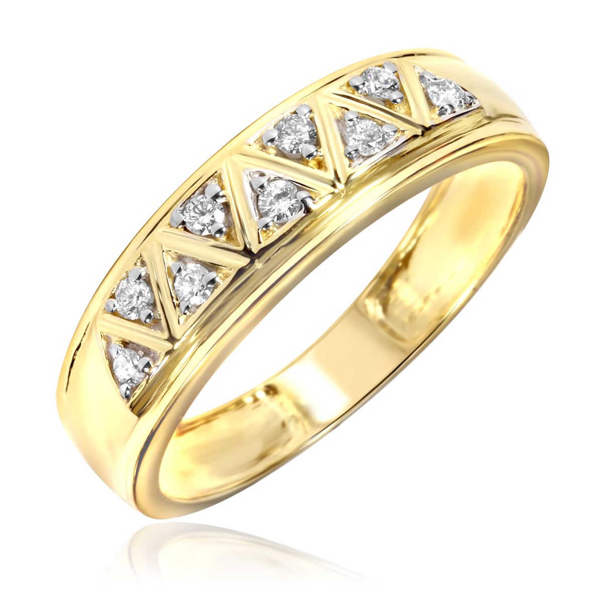 Mens Yellow Gold Diamond Rings
 1 5 Carat T W Diamond Men s Wedding Ring 10K Yellow Gold