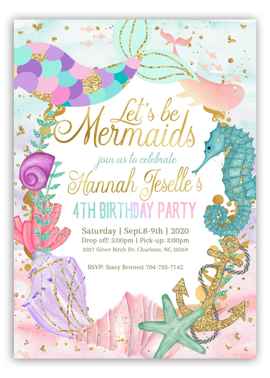 Mermaid Birthday Invitation
 Mermaid birthday invitation Girl mermaid invite 2