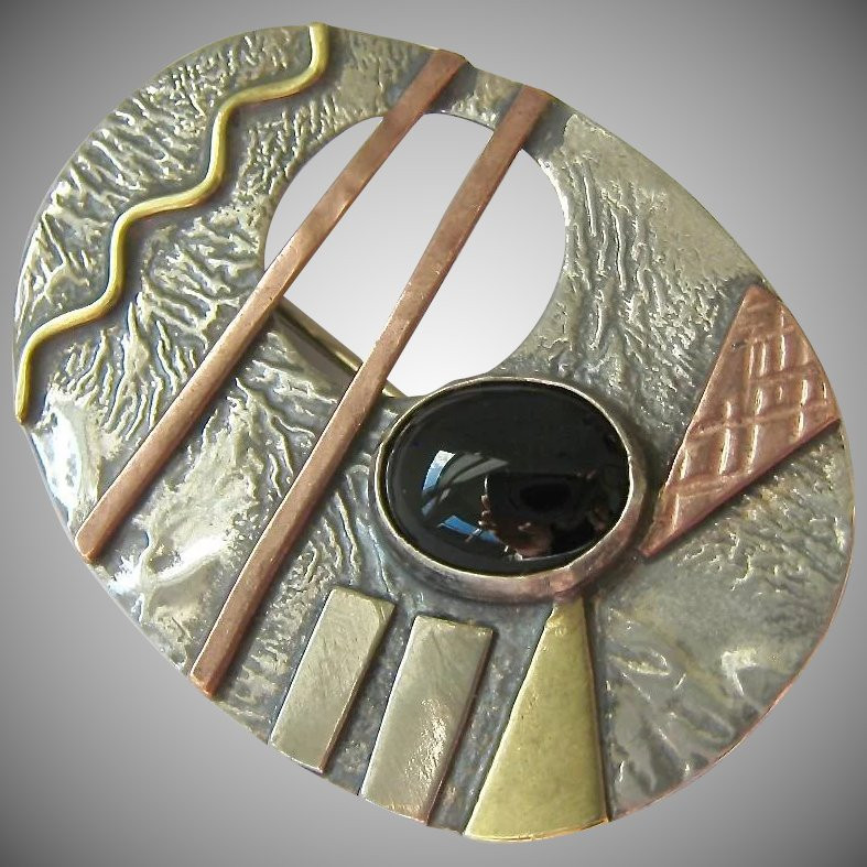 Sterling Silver 925 Mix78ed Metal Abstract Metal Brooches
Sterling Silver 925 Mixed Metal Abstract Brooch Pin Black