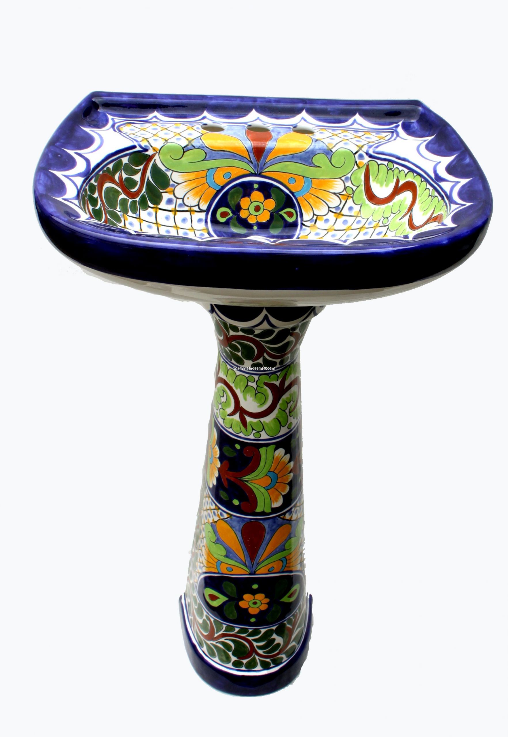 Mexican Bathroom Sink
 Mexican Talavera Pedestal Sink Vallarta Terra Artesana