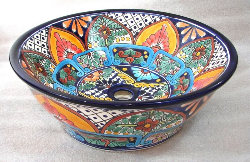 Mexican Bathroom Sink
 MEXICAN TALAVERA CERAMIC BATHROOM SINK vessel top counter