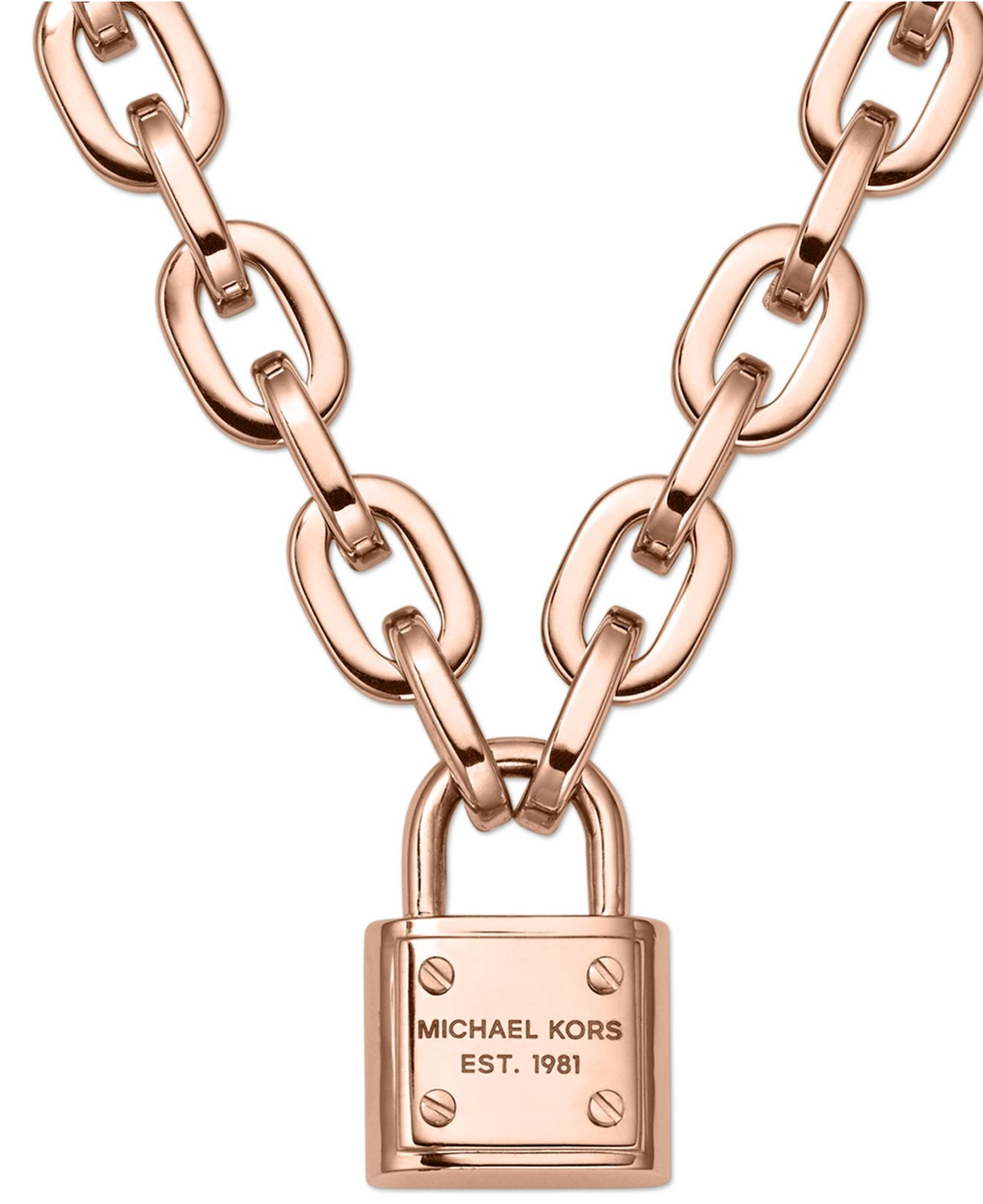 Michael Kors Lock Necklace
 Michael kors Rose Gold Tone Chain Padlock Pendant Necklace