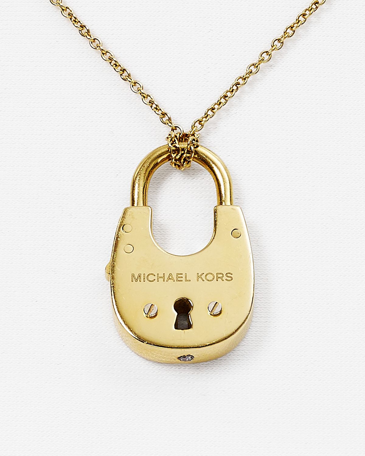 Michael Kors Lock Necklace
 Lyst Michael Kors Padlock Pendant Necklace 16" in Metallic