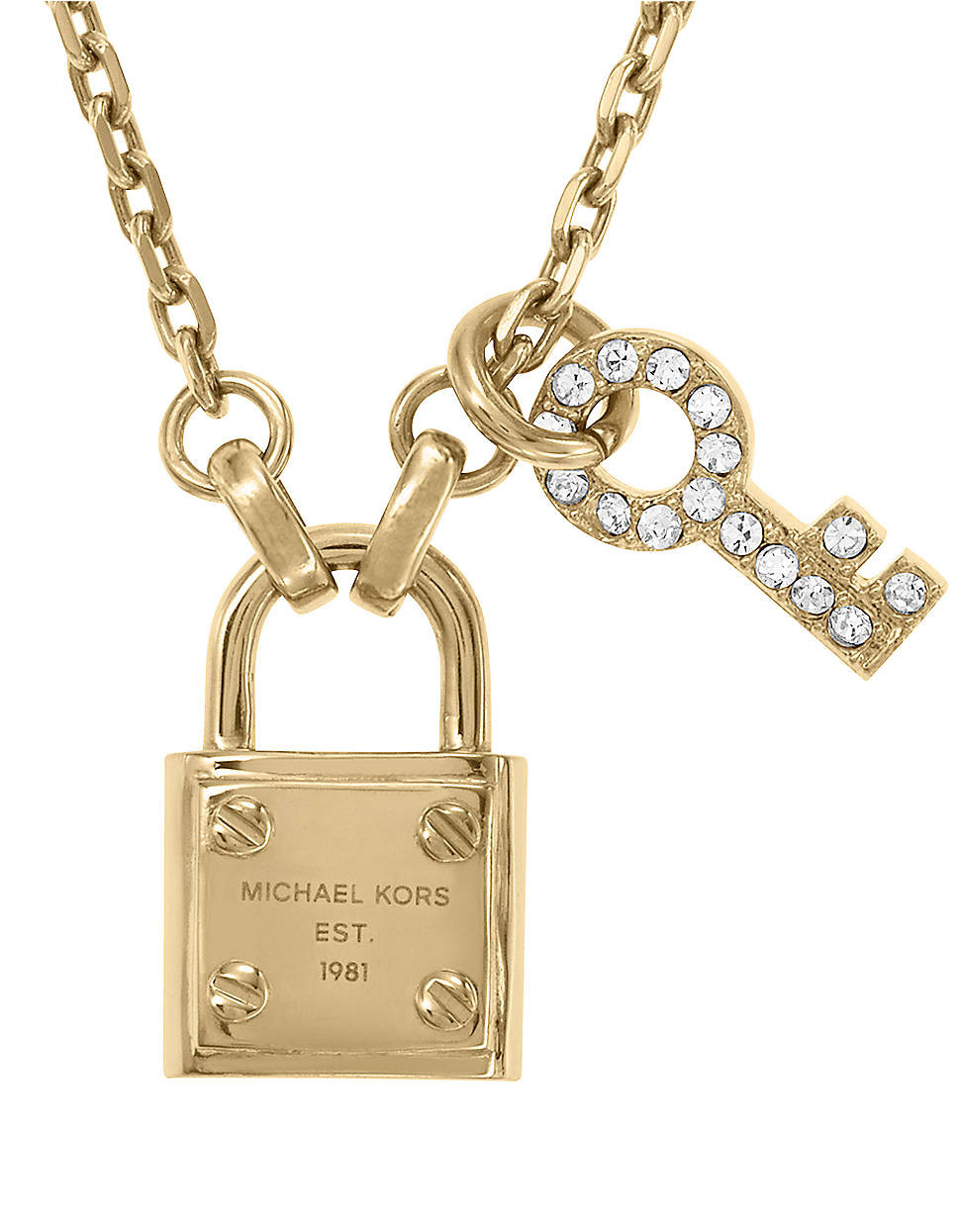 Michael Kors Lock Necklace
 Michael Kors Goldtone Lock Key Pendant Necklace in Gold