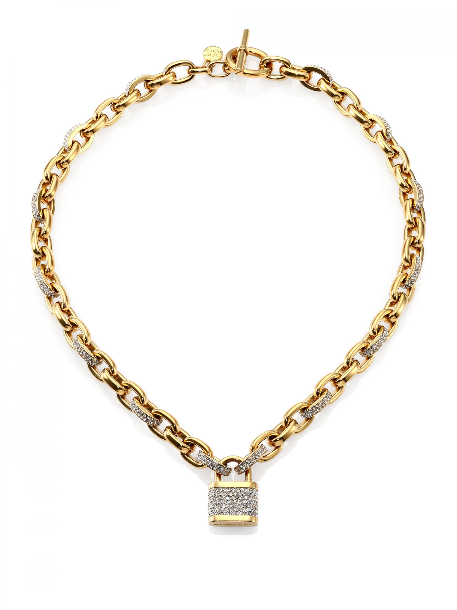 Michael Kors Lock Necklace
 Lyst Michael Kors Motif PavÉ Padlock Chain Necklace