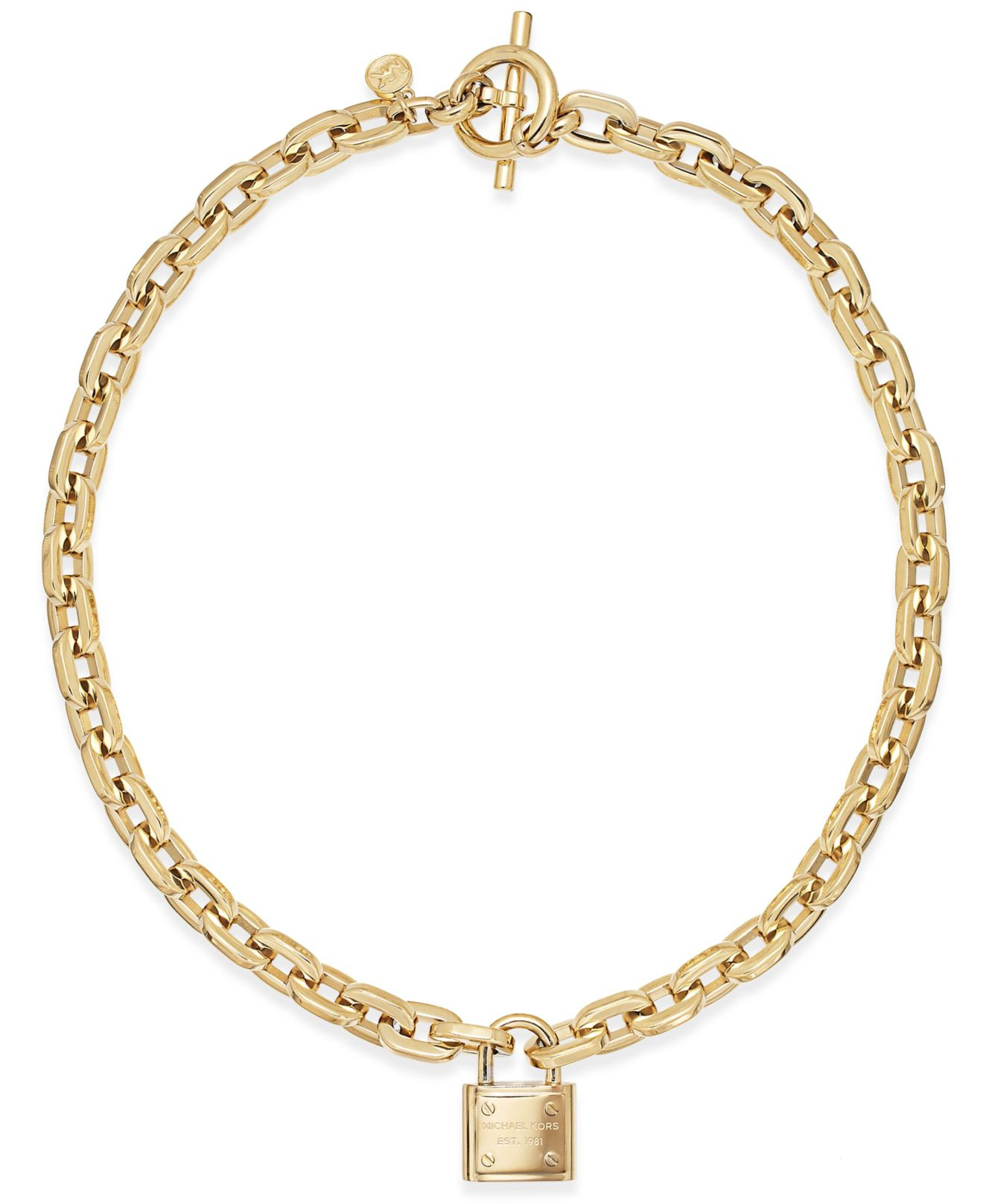Michael Kors Lock Necklace
 Michael Kors Gold Chain And Padlock Pendant Necklace