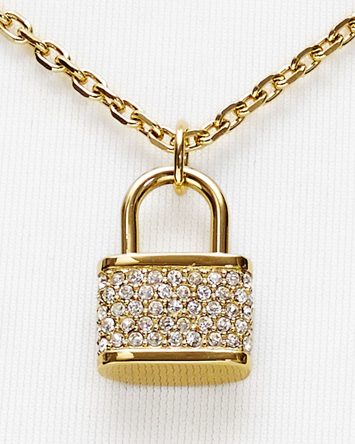 Michael Kors Lock Necklace
 Lyst Michael Kors Padlock Charm Necklace 16" in Metallic