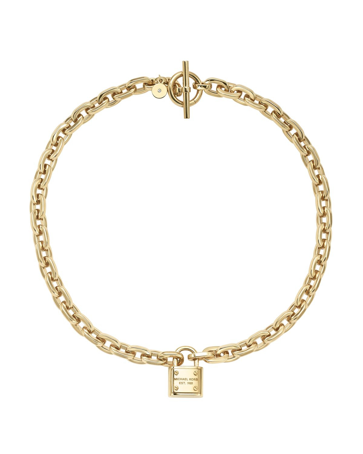 Michael Kors Lock Necklace
 Michael kors Chain Link Padlock Toggle Necklace 16" in