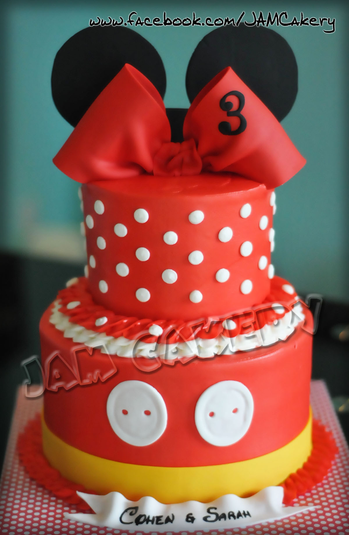 Mickey And Minnie Birthday Cakes
 Mickey and Minnie cake for a joint party J A M Cakery