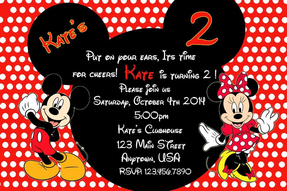 Mickey And Minnie Birthday Invitations
 Mickey Mouse Birthday Invitation Minnie Mouse Birthday