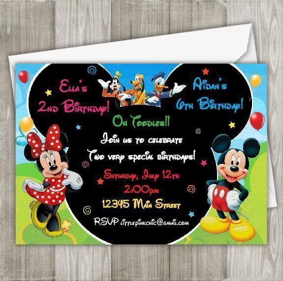 Mickey And Minnie Birthday Invitations
 Mickey Mouse birthday invitation Mickey & Minnie Mouse
