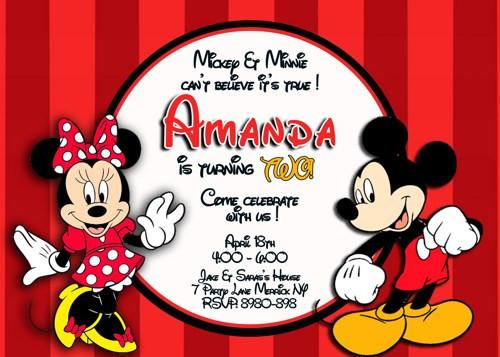 Mickey And Minnie Birthday Invitations
 Mickey and Minnie Mouse Birthday Invitations – Bagvania