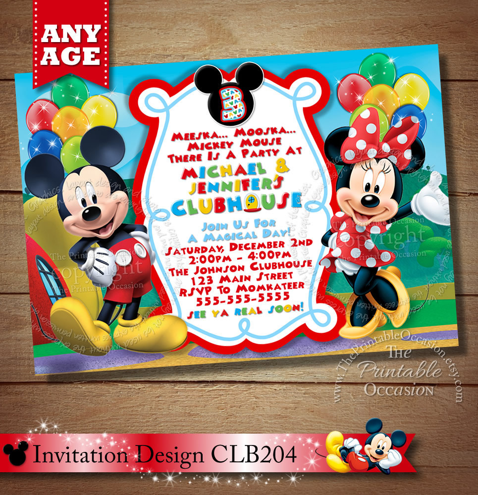 Mickey And Minnie Birthday Invitations
 SAME DAY SVC Mickey Minnie Twins Birthday Invitation Twins