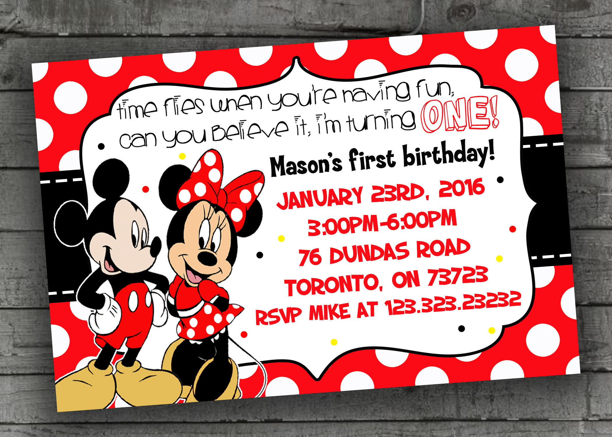 Mickey And Minnie Birthday Invitations
 Mickey & Minnie Mouse Party Invitations Kids Party