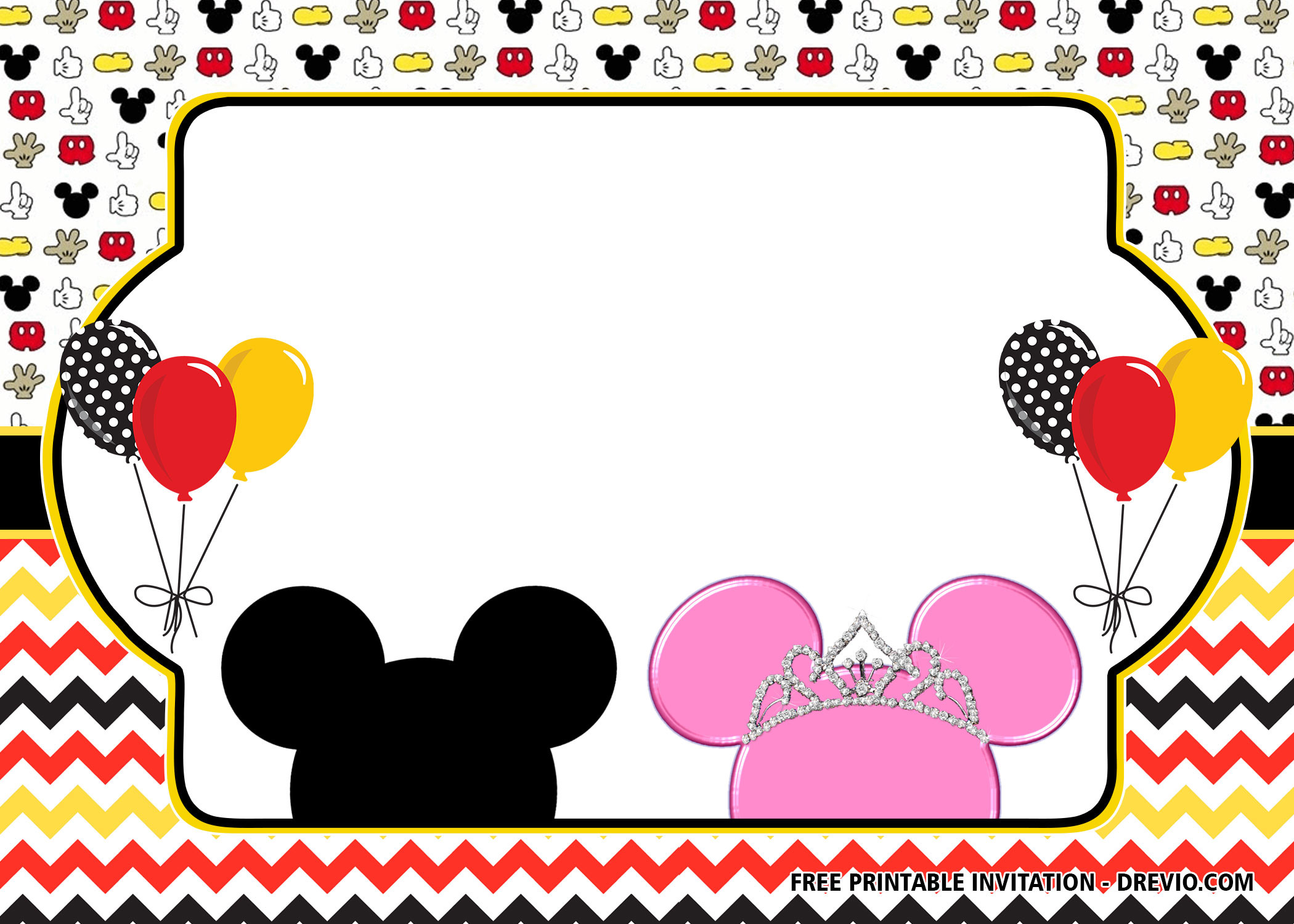Mickey And Minnie Birthday Invitations
 FREE Mickey and Minnie Mouse bined Birthday Invitation