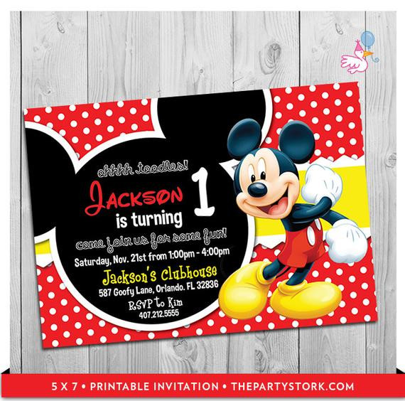 Mickey First Birthday Invitations
 Mickey Mouse Party Invitations printable boy 1st birthday