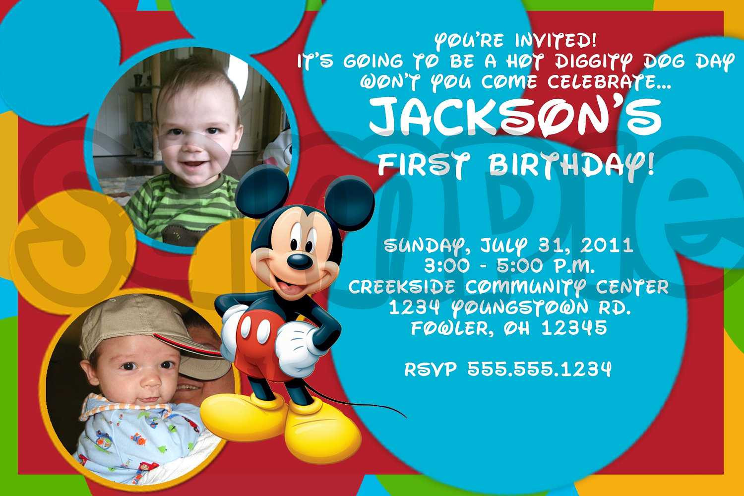 Mickey First Birthday Invitations
 Mickey Mouse Birthday Invitations