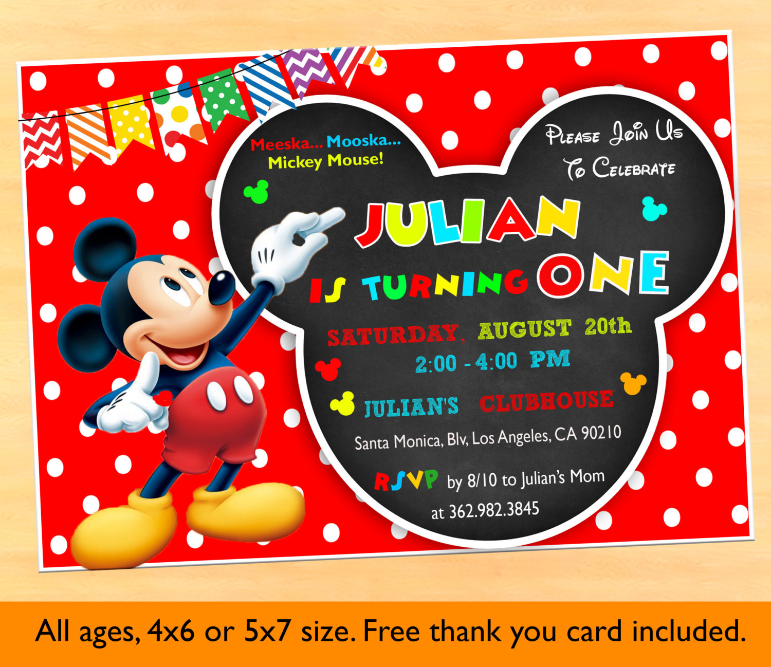 Mickey First Birthday Invitations
 Mickey Mouse clubhouse 1st birthday invitations Mickey Mouse