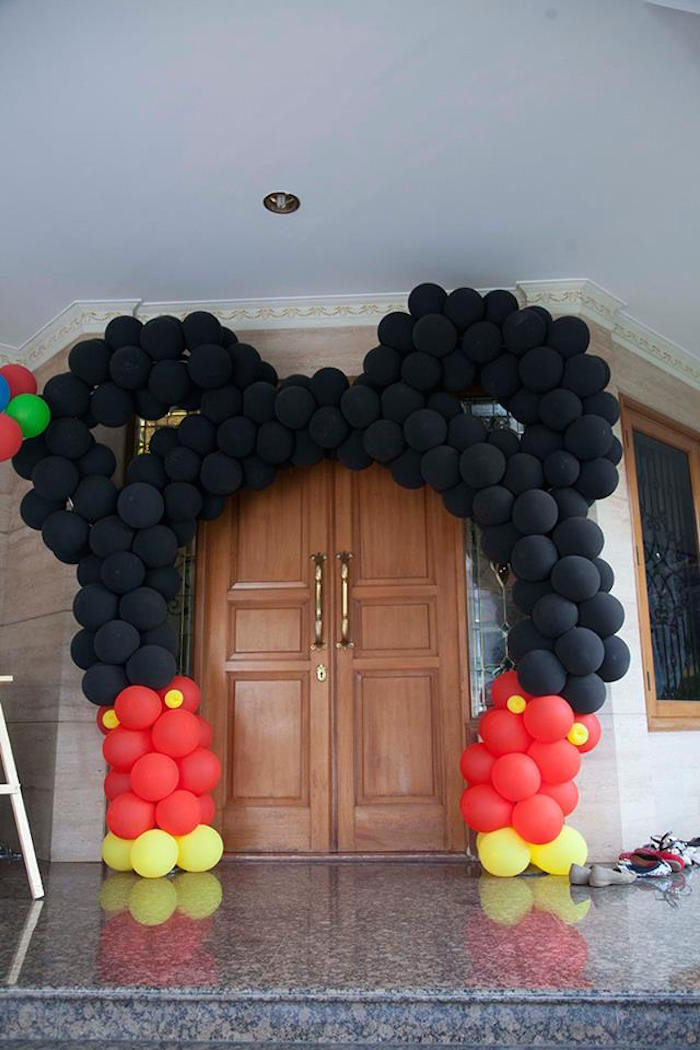 Mickey Mouse Birthday Decor
 Kara s Party Ideas Mickey Mouse Balloon Archway from a