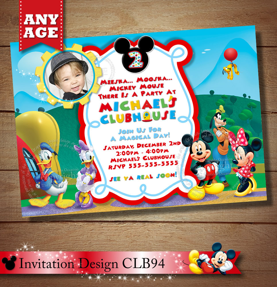 Mickey Mouse Clubhouse First Birthday Invitations
 HUGE SELECTION Clubhouse Mickey Birthday Invitation Mickey