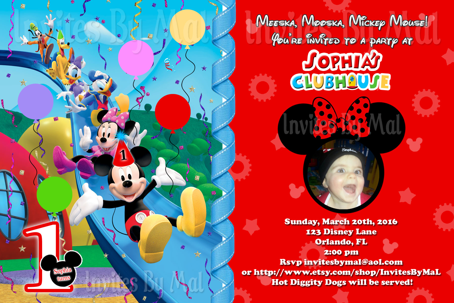 Mickey Mouse Clubhouse First Birthday Invitations
 Mickey Mouse 1st Birthday Invitations