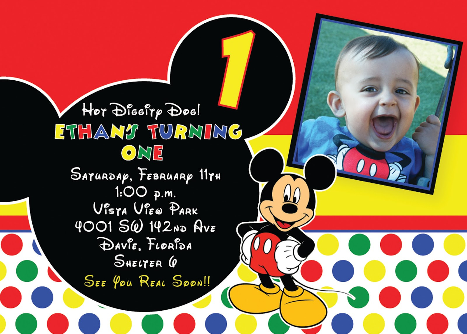 Mickey Mouse Clubhouse First Birthday Invitations
 FREE Printable 1st Mickey Mouse Birthday Invitations