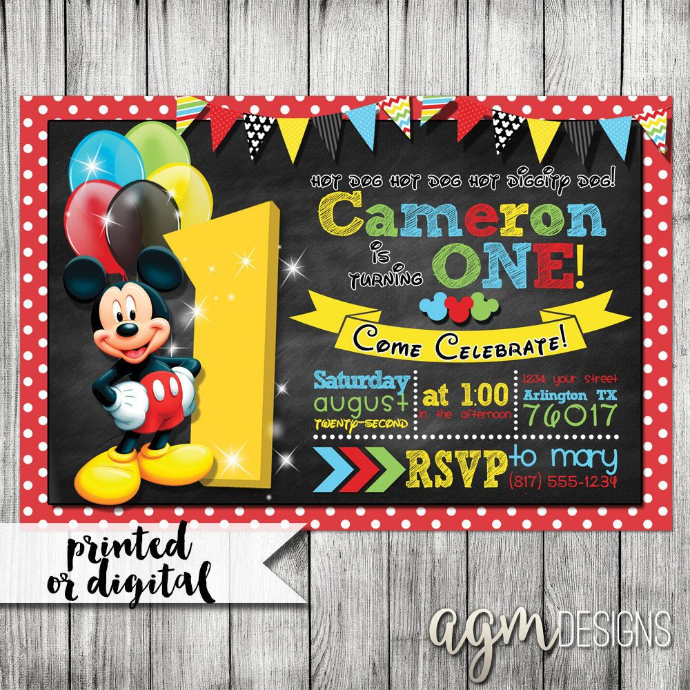 Mickey Mouse Clubhouse First Birthday Invitations
 Mickey Mouse Invitation Mickey Mouse 1st Birthday Mickey