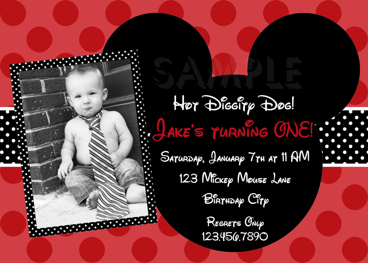 Mickey Mouse Photo Birthday Invitations
 FREE Printable 1st Mickey Mouse Birthday Invitations